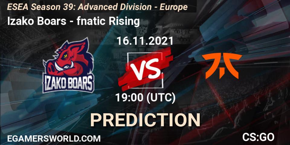 Izako Boars - fnatic Rising: прогноз. 16.11.21, CS2 (CS:GO), ESEA Season 39: Advanced Division - Europe