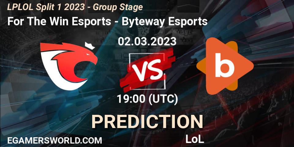 For The Win Esports - Byteway Esports: прогноз. 02.02.2023 at 19:00, LoL, LPLOL Split 1 2023 - Group Stage