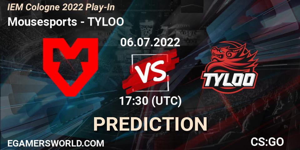 Mousesports - TYLOO: прогноз. 06.07.2022 at 18:20, Counter-Strike (CS2), IEM Cologne 2022 Play-In