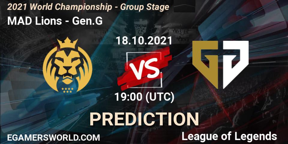 MAD Lions - Gen.G: прогноз. 18.10.2021 at 19:20, LoL, 2021 World Championship - Group Stage