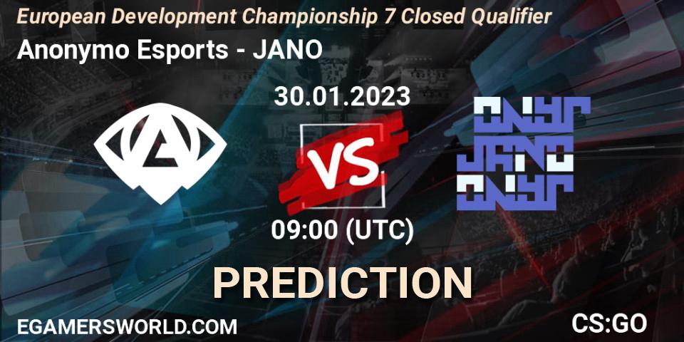 Anonymo Esports - JANO: прогноз. 30.01.23, CS2 (CS:GO), European Development Championship 7 Closed Qualifier