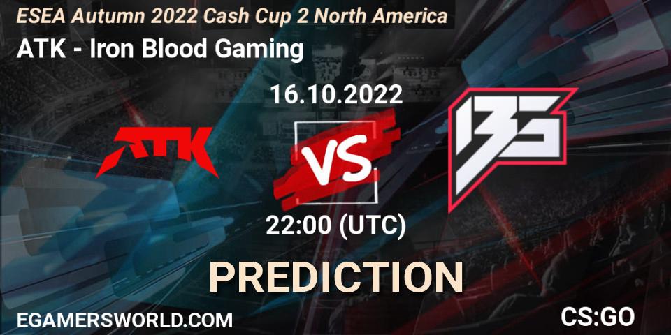 ATK - Iron Blood Gaming: прогноз. 16.10.2022 at 22:00, Counter-Strike (CS2), ESEA Autumn 2022 Cash Cup 2 North America