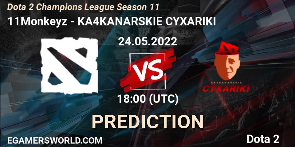 11Monkeyz - KA4KANARSKIE CYXARIKI: прогноз. 24.05.2022 at 15:00, Dota 2, Dota 2 Champions League Season 11