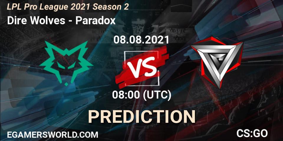 Dire Wolves - Paradox: прогноз. 08.08.2021 at 05:00, Counter-Strike (CS2), LPL Pro League 2021 Season 2