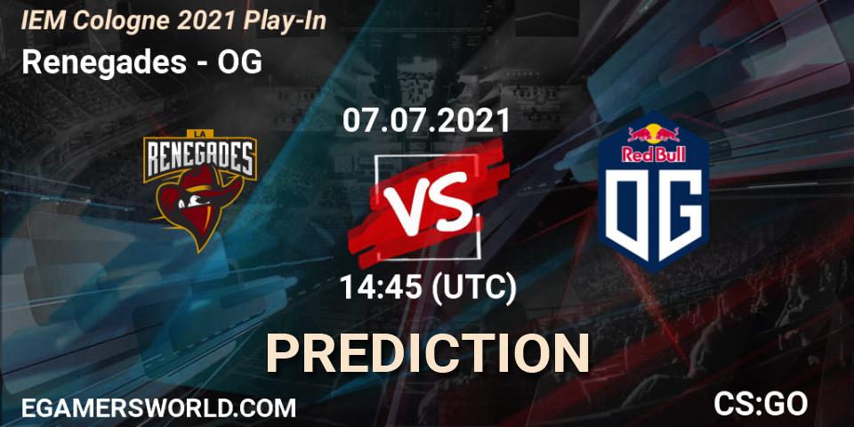 Renegades - OG: прогноз. 07.07.2021 at 15:00, Counter-Strike (CS2), IEM Cologne 2021 Play-In
