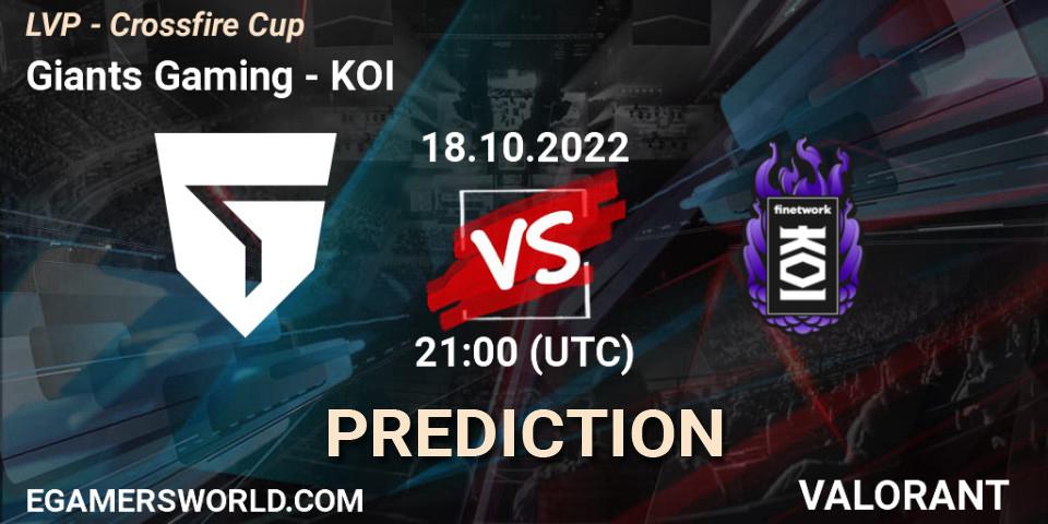 Giants Gaming - KOI: прогноз. 26.10.2022 at 15:00, VALORANT, LVP - Crossfire Cup