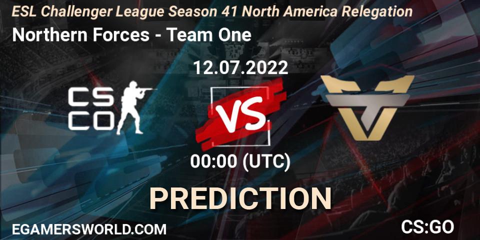 Northern Forces - Team One: прогноз. 12.07.2022 at 00:00, Counter-Strike (CS2), ESL Challenger League Season 41 North America Relegation