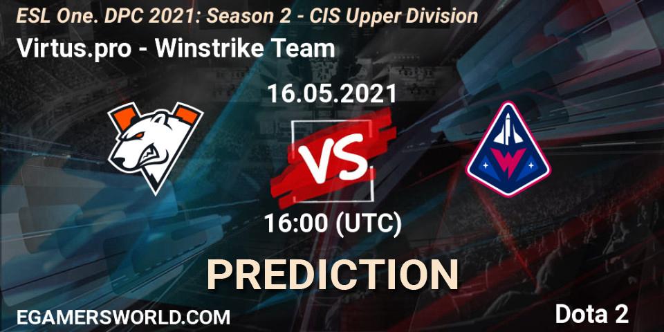 Virtus.pro - Winstrike Team: прогноз. 16.05.2021 at 17:17, Dota 2, ESL One. DPC 2021: Season 2 - CIS Upper Division