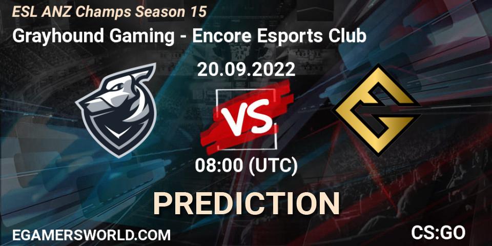 Grayhound Gaming - Encore Esports Club: прогноз. 20.09.2022 at 08:00, Counter-Strike (CS2), ESL ANZ Champs Season 15