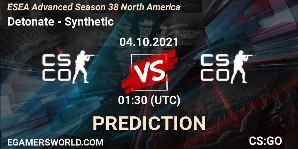 Detonate - Synthetic: прогноз. 05.10.2021 at 01:00, Counter-Strike (CS2), ESEA Advanced Season 38 North America