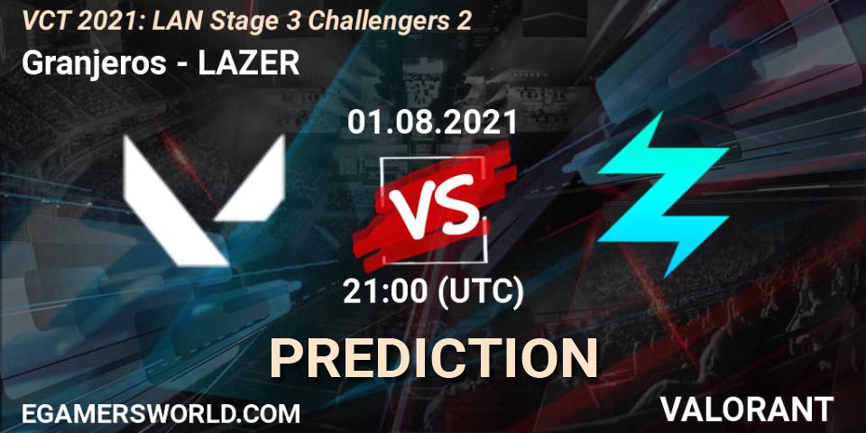 Granjeros - LAZER: прогноз. 01.08.2021 at 21:00, VALORANT, VCT 2021: LAN Stage 3 Challengers 2