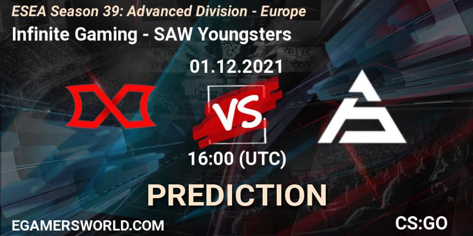 Infinite Gaming - SAW Youngsters: прогноз. 01.12.2021 at 16:00, Counter-Strike (CS2), ESEA Season 39: Advanced Division - Europe
