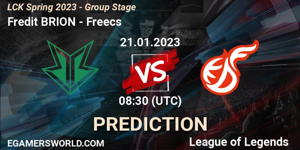 Fredit BRION - Freecs: прогноз. 21.01.23, LoL, LCK Spring 2023 - Group Stage