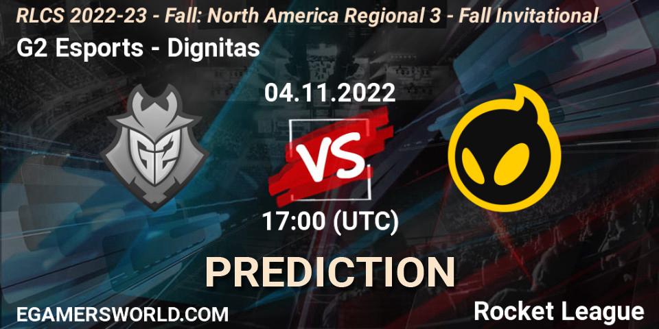 G2 Esports - Dignitas: прогноз. 04.11.2022 at 17:00, Rocket League, RLCS 2022-23 - Fall: North America Regional 3 - Fall Invitational
