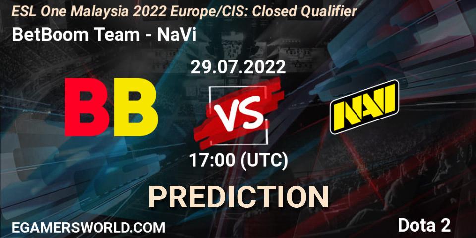 BetBoom Team - NaVi: прогноз. 29.07.22, Dota 2, ESL One Malaysia 2022 Europe/CIS: Closed Qualifier