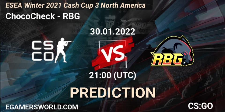 ChocoCheck - RBG: прогноз. 30.01.22, CS2 (CS:GO), ESEA Cash Cup: North America - Winter 2022 #3