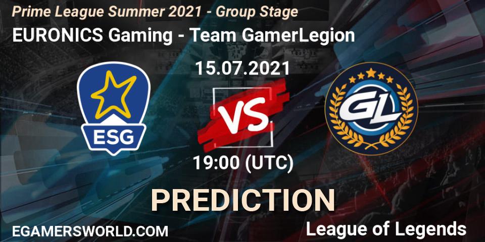 EURONICS Gaming - Team GamerLegion: прогноз. 15.07.21, LoL, Prime League Summer 2021 - Group Stage