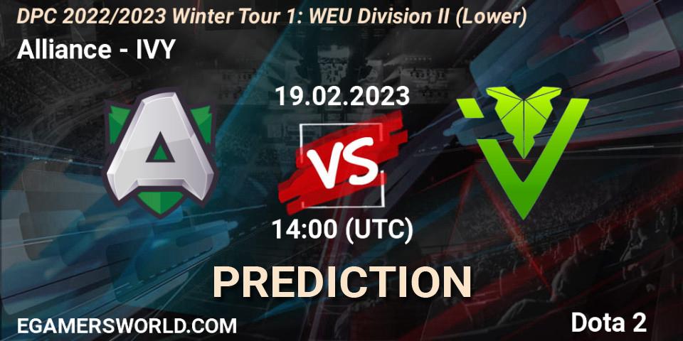 Alliance - IVY: прогноз. 19.02.23, Dota 2, DPC 2022/2023 Winter Tour 1: WEU Division II (Lower)