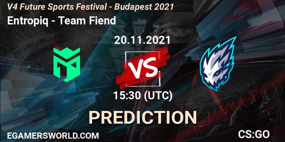 Entropiq - Team Fiend: прогноз. 20.11.21, CS2 (CS:GO), V4 Future Sports Festival - Budapest 2021