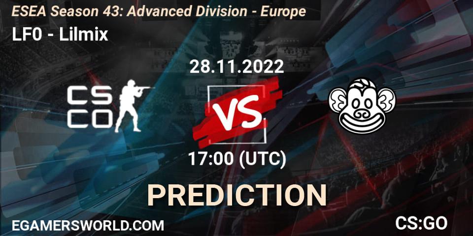 LF0 - Lilmix: прогноз. 28.11.2022 at 17:00, Counter-Strike (CS2), ESEA Season 43: Advanced Division - Europe