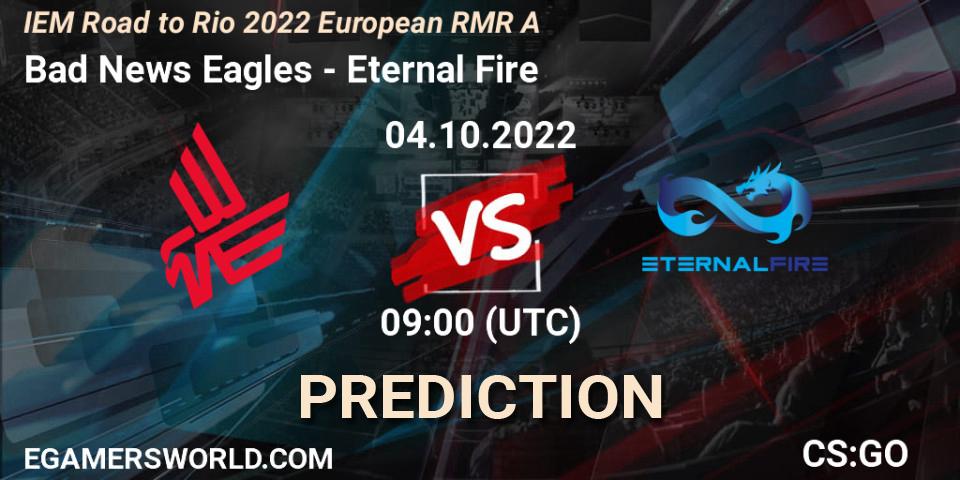 Bad News Eagles - Eternal Fire: прогноз. 04.10.2022 at 09:00, Counter-Strike (CS2), IEM Road to Rio 2022 European RMR A