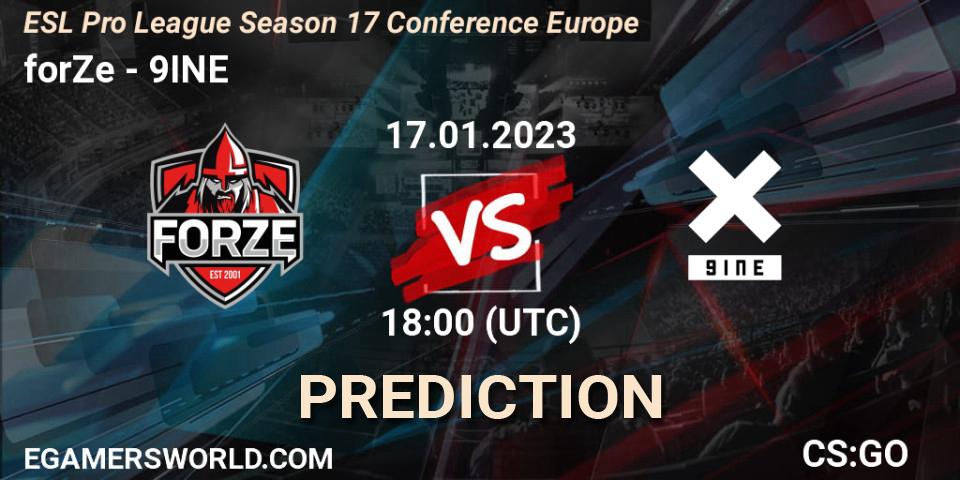 forZe - 9INE: прогноз. 17.01.2023 at 18:30, Counter-Strike (CS2), ESL Pro League Season 17 Conference Europe