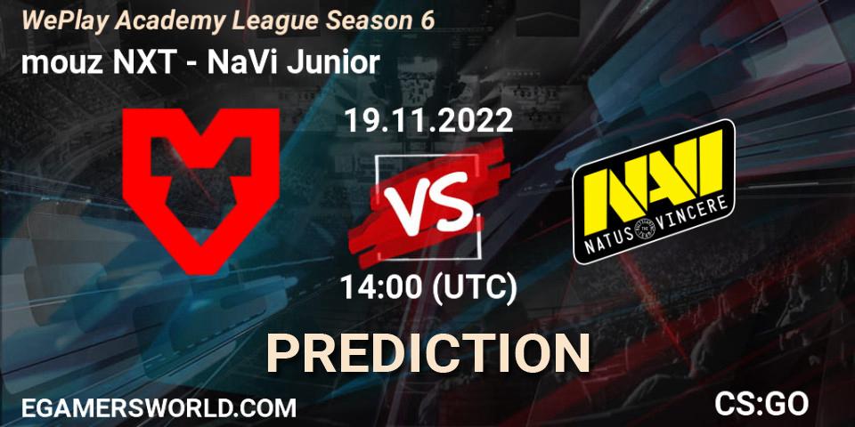 mouz NXT - NaVi Junior: прогноз. 19.11.2022 at 14:00, Counter-Strike (CS2), WePlay Academy League Season 6