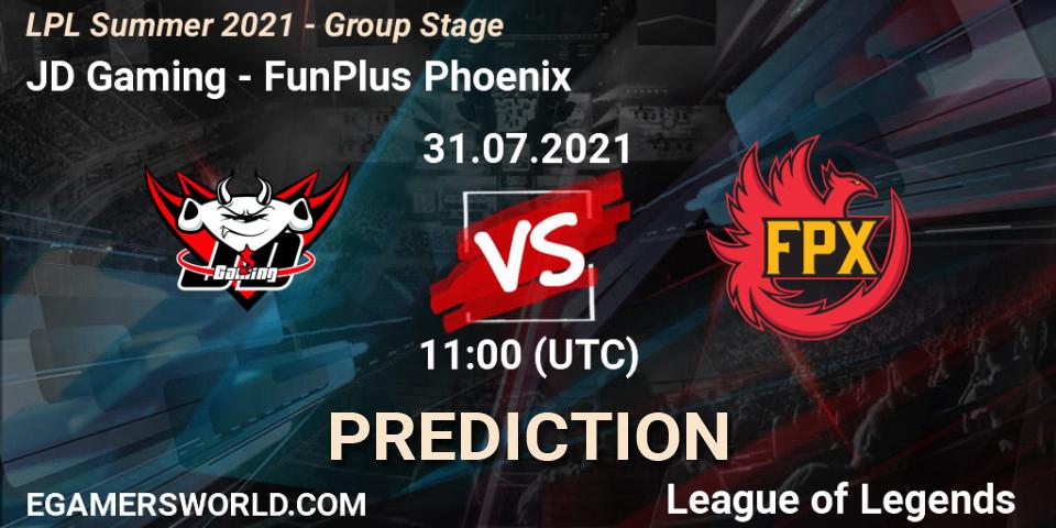 JD Gaming - FunPlus Phoenix: прогноз. 31.07.2021 at 12:30, LoL, LPL Summer 2021 - Group Stage