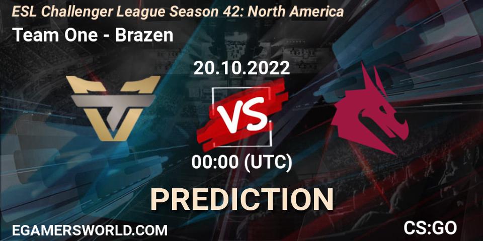 Team One - Brazen: прогноз. 20.10.22, CS2 (CS:GO), ESL Challenger League Season 42: North America