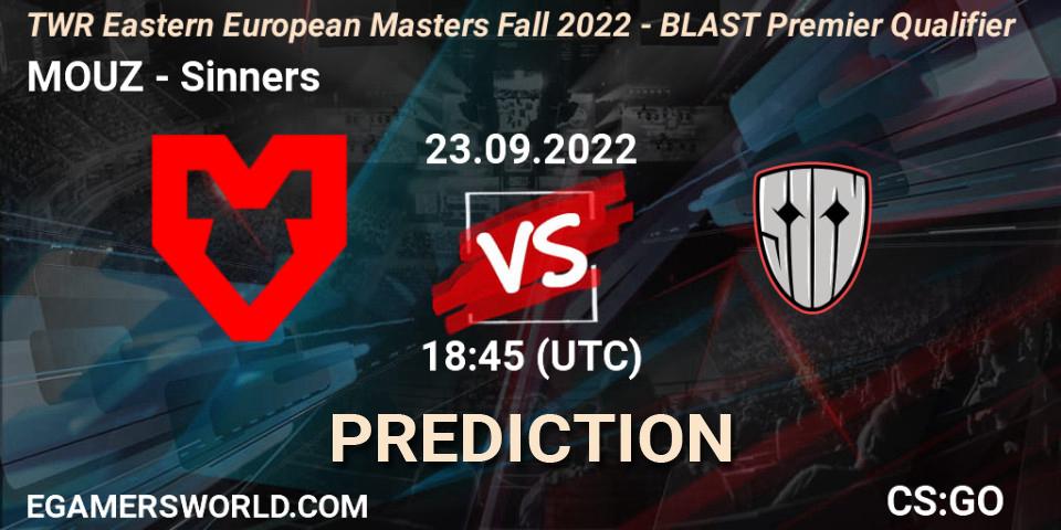 MOUZ - Sinners: прогноз. 23.09.2022 at 19:30, Counter-Strike (CS2), TWR Eastern European Masters: Fall 2022