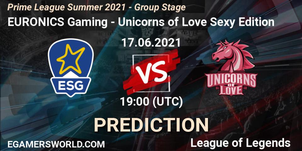 EURONICS Gaming - Unicorns of Love Sexy Edition: прогноз. 17.06.21, LoL, Prime League Summer 2021 - Group Stage