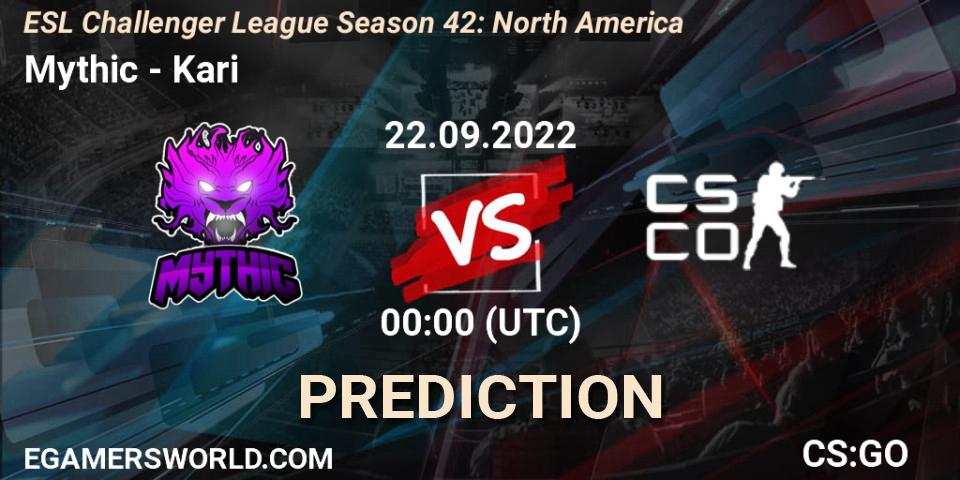 Mythic - kariESPORTS: прогноз. 22.09.2022 at 00:00, Counter-Strike (CS2), ESL Challenger League Season 42: North America