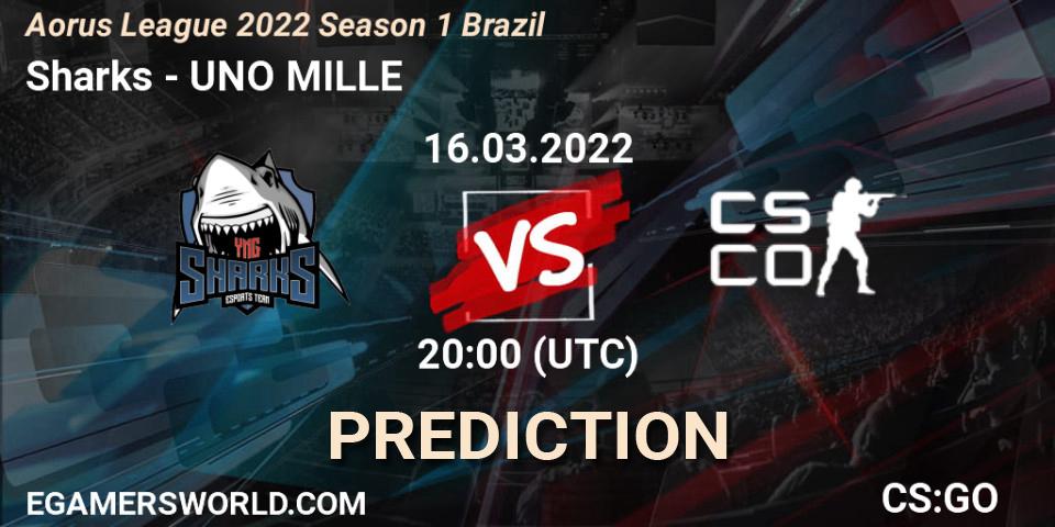 Sharks - UNO MILLE: прогноз. 16.03.2022 at 20:00, Counter-Strike (CS2), Aorus League 2022 Season 1 Brazil