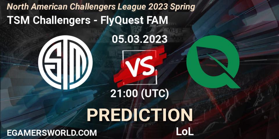 TSM Challengers - FlyQuest FAM: прогноз. 05.03.23, LoL, NACL 2023 Spring - Group Stage