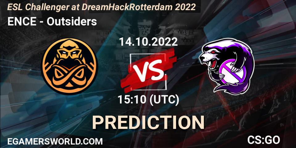 ENCE - Outsiders: прогноз. 14.10.2022 at 16:00, Counter-Strike (CS2), ESL Challenger at DreamHack Rotterdam 2022