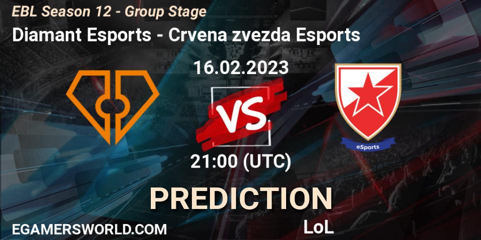 Diamant Esports - Crvena zvezda Esports: прогноз. 16.02.2023 at 21:00, LoL, EBL Season 12 - Group Stage