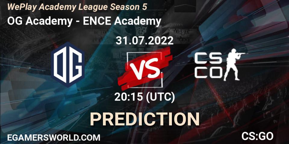 OG Academy - ENCE Academy: прогноз. 31.07.2022 at 18:30, Counter-Strike (CS2), WePlay Academy League Season 5