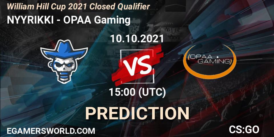NYYRIKKI - OPAA Gaming: прогноз. 10.10.2021 at 15:05, Counter-Strike (CS2), William Hill Cup 2021 Closed Qualifier