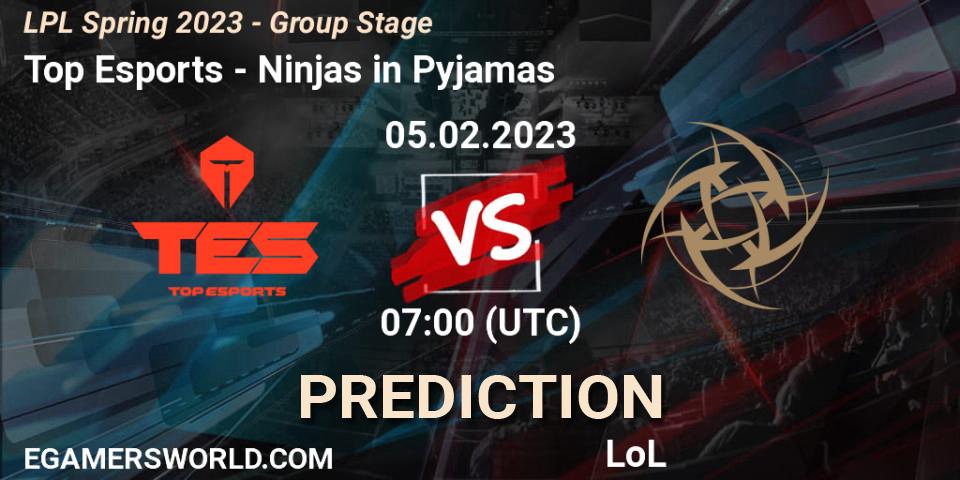 Top Esports - Ninjas in Pyjamas: прогноз. 05.02.23, LoL, LPL Spring 2023 - Group Stage