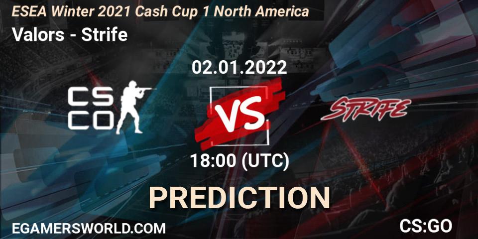 Valors - Strife: прогноз. 02.01.2022 at 18:00, Counter-Strike (CS2), ESEA Cash Cup: North America - Winter 2022 #1