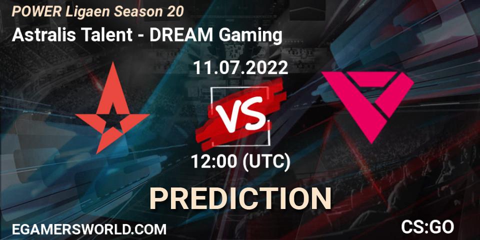 Astralis Talent - DREAM Gaming: прогноз. 11.07.2022 at 11:15, Counter-Strike (CS2), Dust2.dk Ligaen Season 20