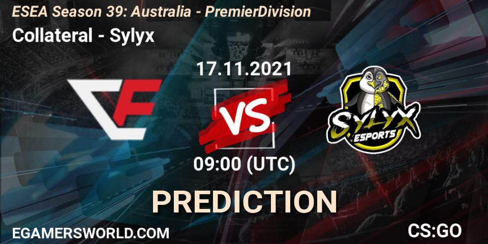 Collateral - Sylyx: прогноз. 17.11.2021 at 09:05, Counter-Strike (CS2), ESEA Season 39: Australia - Premier Division