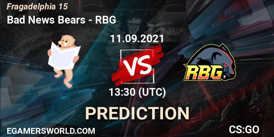 Bad News Bears - RBG: прогноз. 11.09.2021 at 13:30, Counter-Strike (CS2), Fragadelphia 15