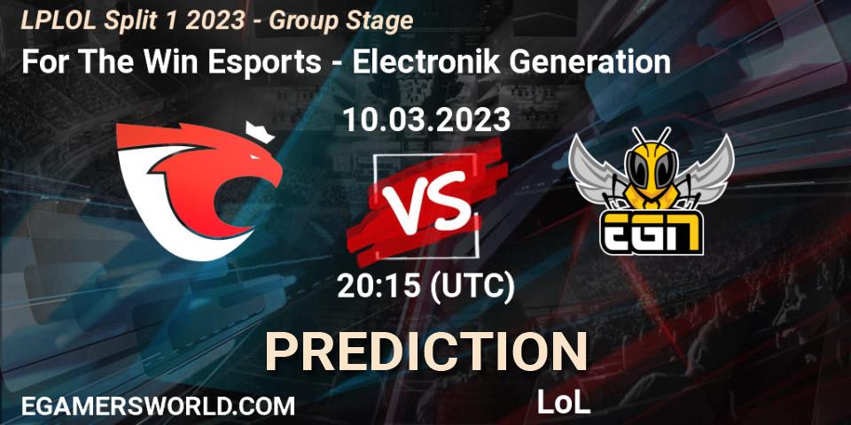 For The Win Esports - Electronik Generation: прогноз. 10.03.2023 at 20:15, LoL, LPLOL Split 1 2023 - Group Stage