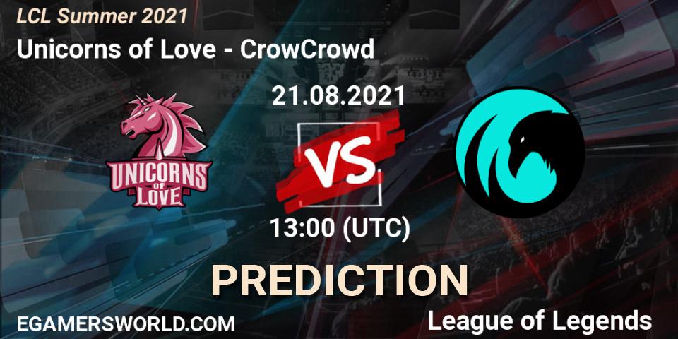 Unicorns of Love - CrowCrowd: прогноз. 21.08.2021 at 13:00, LoL, LCL Summer 2021