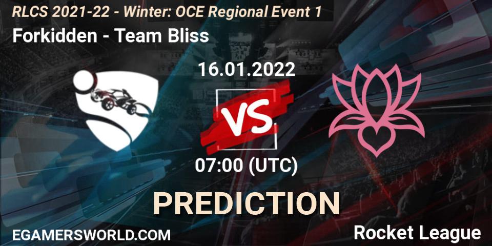 Forkidden - Team Bliss: прогноз. 16.01.22, Rocket League, RLCS 2021-22 - Winter: OCE Regional Event 1