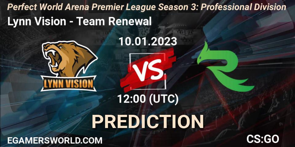 Lynn Vision - Team Renewal: прогноз. 13.01.2023 at 13:00, Counter-Strike (CS2), Perfect World Arena Premier League Season 3: Professional Division
