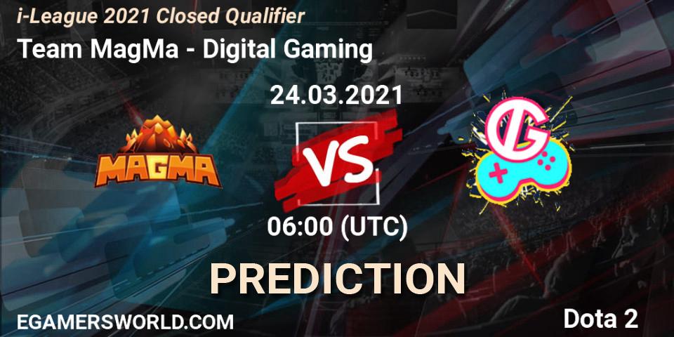 Team MagMa - Digital Gaming: прогноз. 24.03.2021 at 06:03, Dota 2, i-League 2021 Closed Qualifier