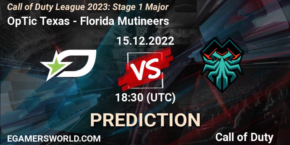OpTic Texas - Florida Mutineers: прогноз. 16.12.2022 at 21:30, Call of Duty, Call of Duty League 2023: Stage 1 Major