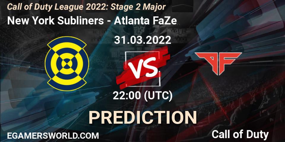 New York Subliners - Atlanta FaZe: прогноз. 31.03.22, Call of Duty, Call of Duty League 2022: Stage 2 Major